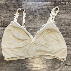VS Ribbed Bralette in Cream and White